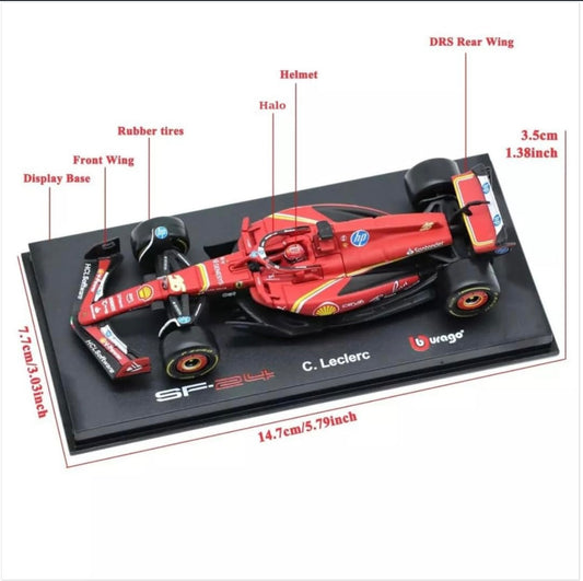 Bburago - 1/43 Scale Model Compatible with Ferrari SF23# 16 Compatible with Charles Leclerc Formula 1 2023 Miniature Model (Red)