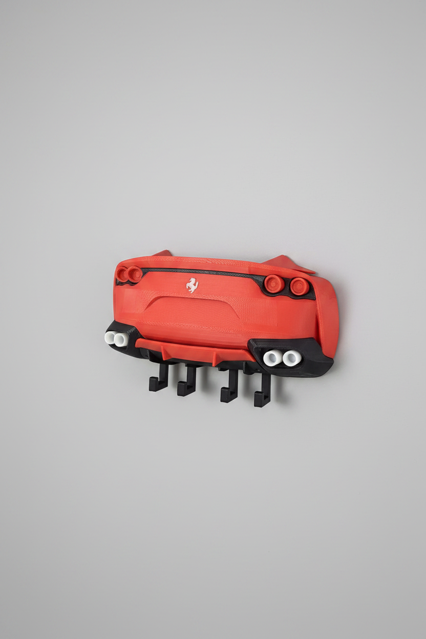 Ferrari 812 Superfast Inspired 3D Printed Wall Key Holder | Supercar Key Organizer