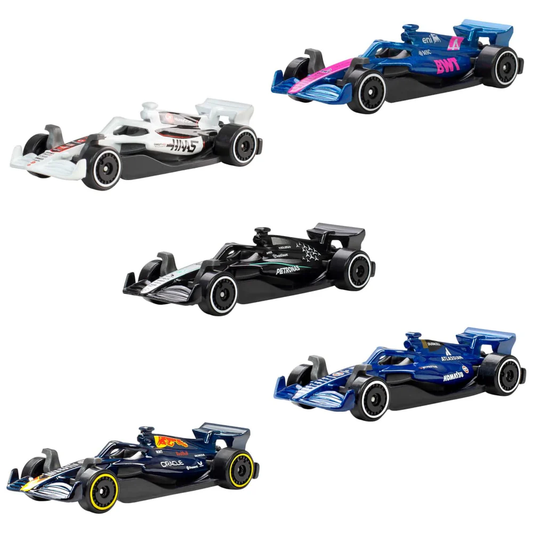 Hotwheels Formula 1 5-Pack, Set Of 5 Die-Cast Toy F1 Cars in 1:64 Scale