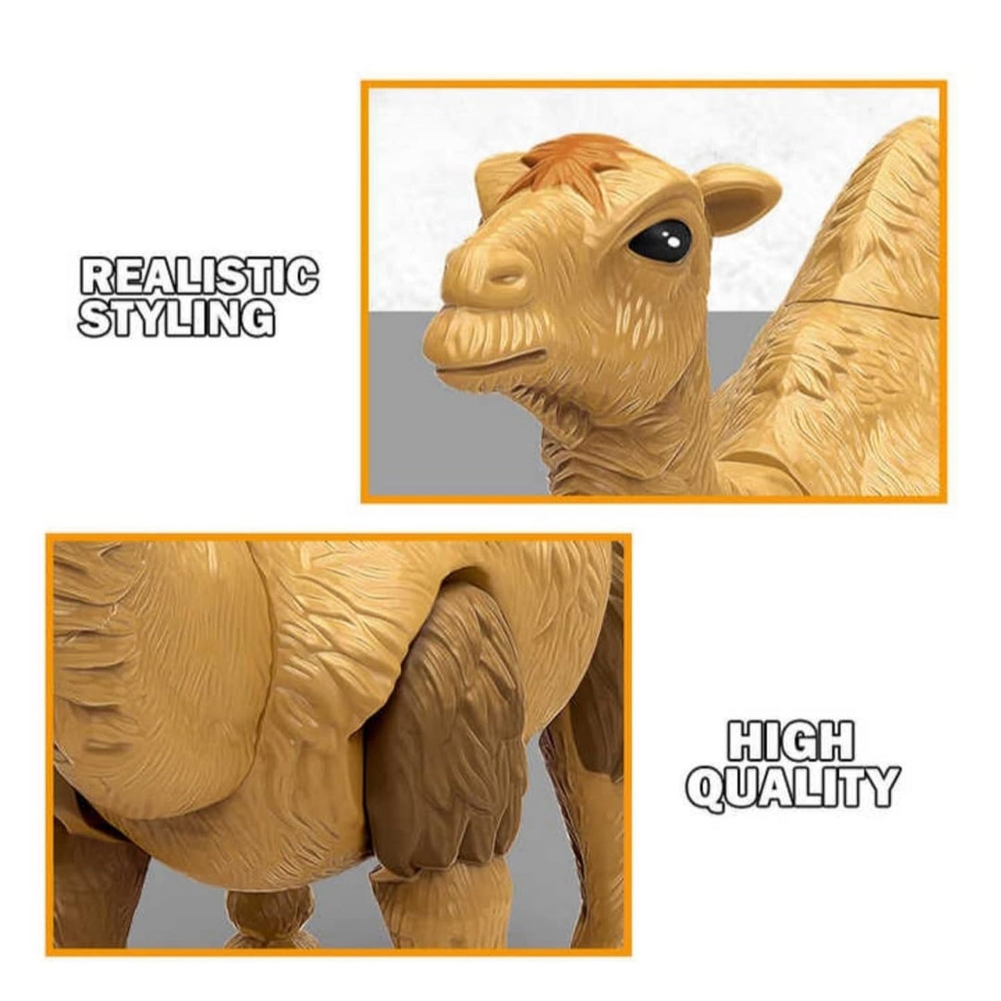 Electric Desert Camel Toy for Kids and Toddlers with Music - The Walking Desert Animal Figure with Grunting Sound, Automatic Swinging Head and Tail
