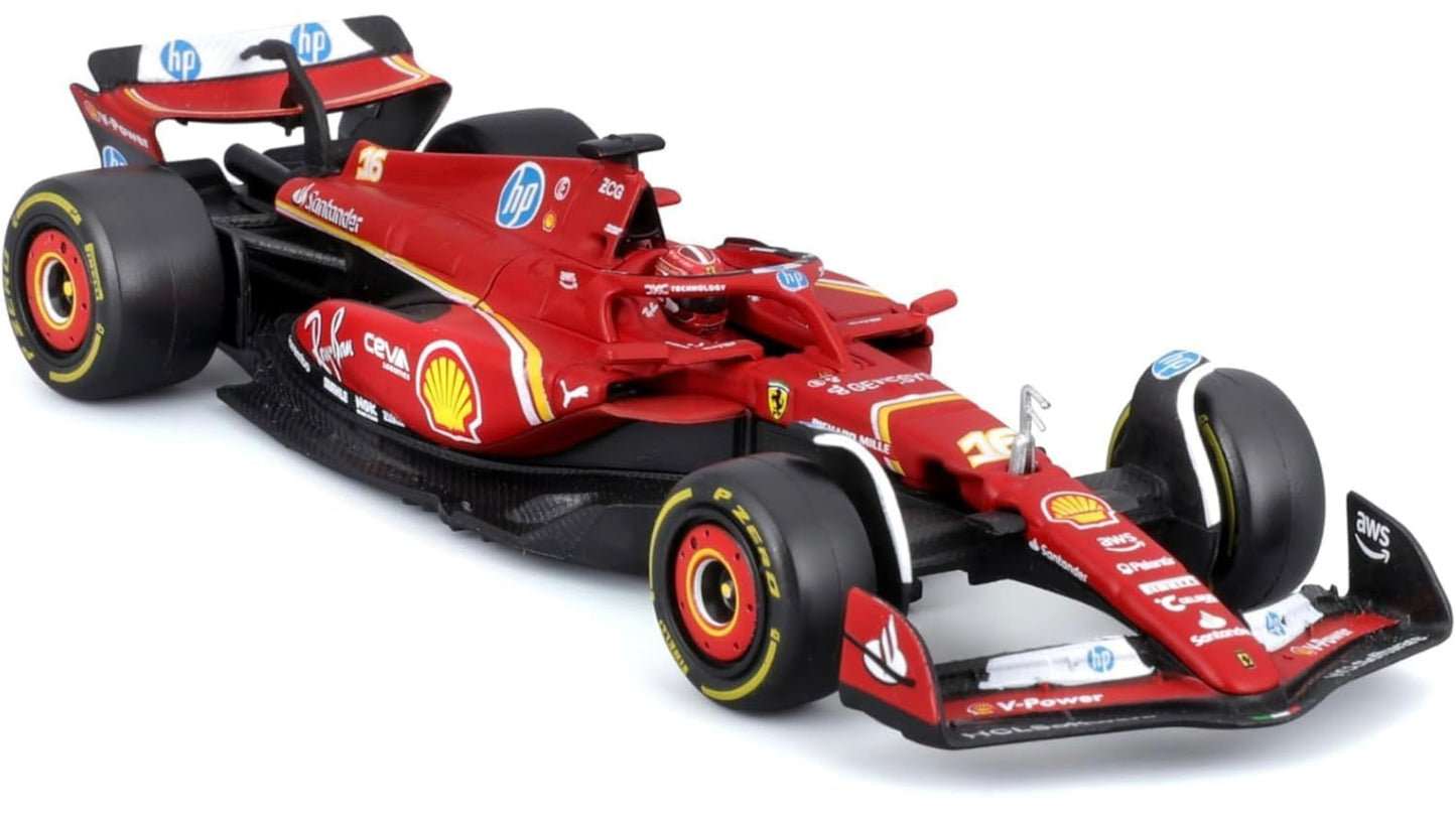 Bburago - 1/43 Scale Model Compatible with Ferrari SF23# 16 Compatible with Charles Leclerc Formula 1 2023 Miniature Model (Red)
