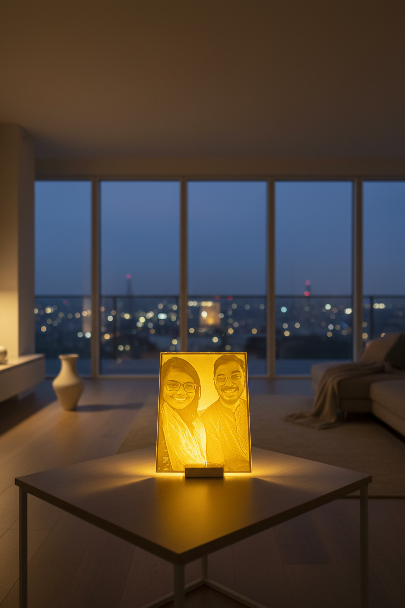 Personalized Lithophane Tealight Photo Frame | Custom 3D Printed LED Photo Lamp