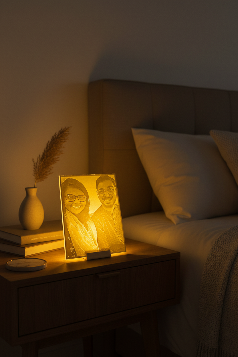 Personalized Lithophane Tealight Photo Frame | Custom 3D Printed LED Photo Lamp