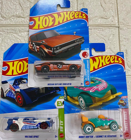 PACK OF 3 - NISSAN SKYLINE 2000 GT-R, VOLTAGE SPIKE™, DONUT DRIFTER / BEIGNET DE DÉRAPAGE