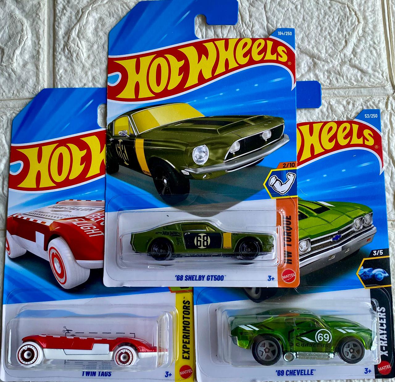 PACK OF 3 - '68 SHELBY GT500, TWIN TAGS and '69 CHEVELLE