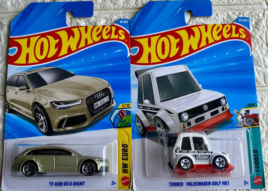 PACK OF 2 - '17 AUDI RS 6 AVANT and TOONED™ VOLKSWAGEN GOLF MK1 3+