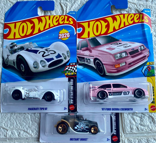 Pack of 3 - Maserati Tipo 61, '87 Ford Sierra Cosworth and Instant Boost (Imported)