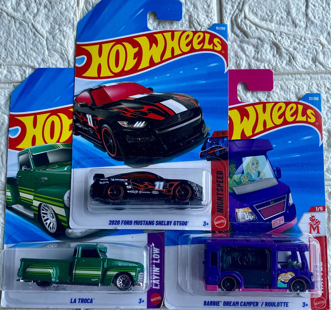 Pack of 3 - 2020 Ford Mustang Shelby GT500, Barbie Dream Camper and La Troca (Imported)