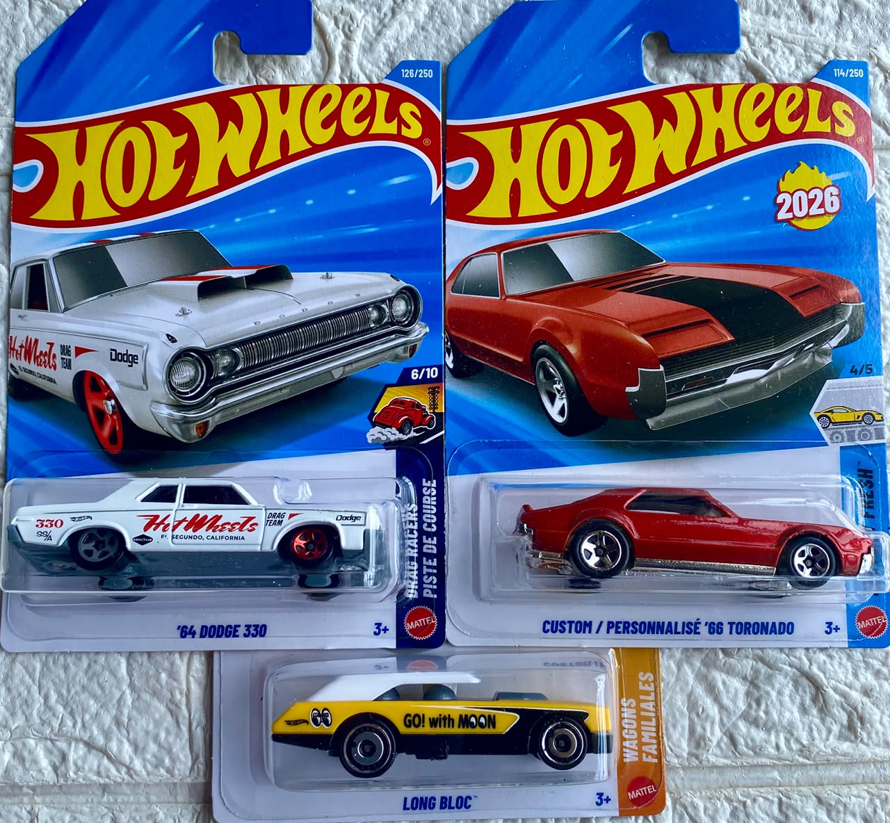 Pack of 3 - '64 Dodge 330, Custom '66 Toronado and Long Bloc (Imported)