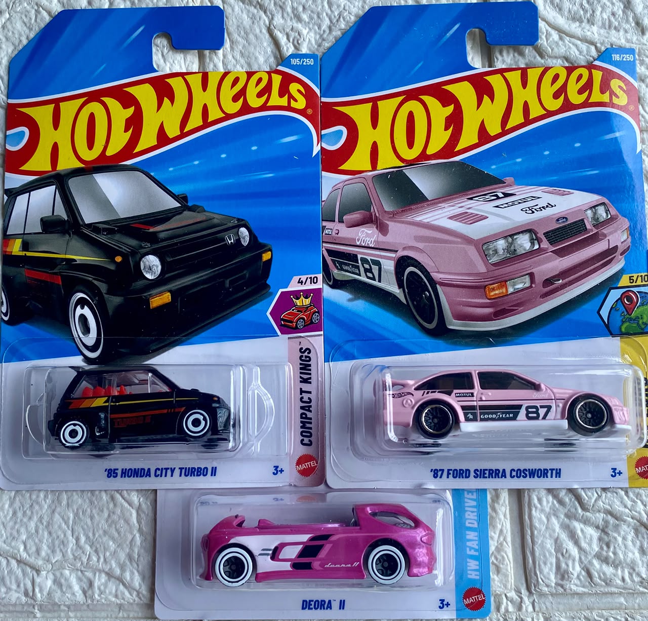 Pack of 3 - '85 Honda City Turbo II, '87 Ford Sierra Cosworth and Deora II (Imported)