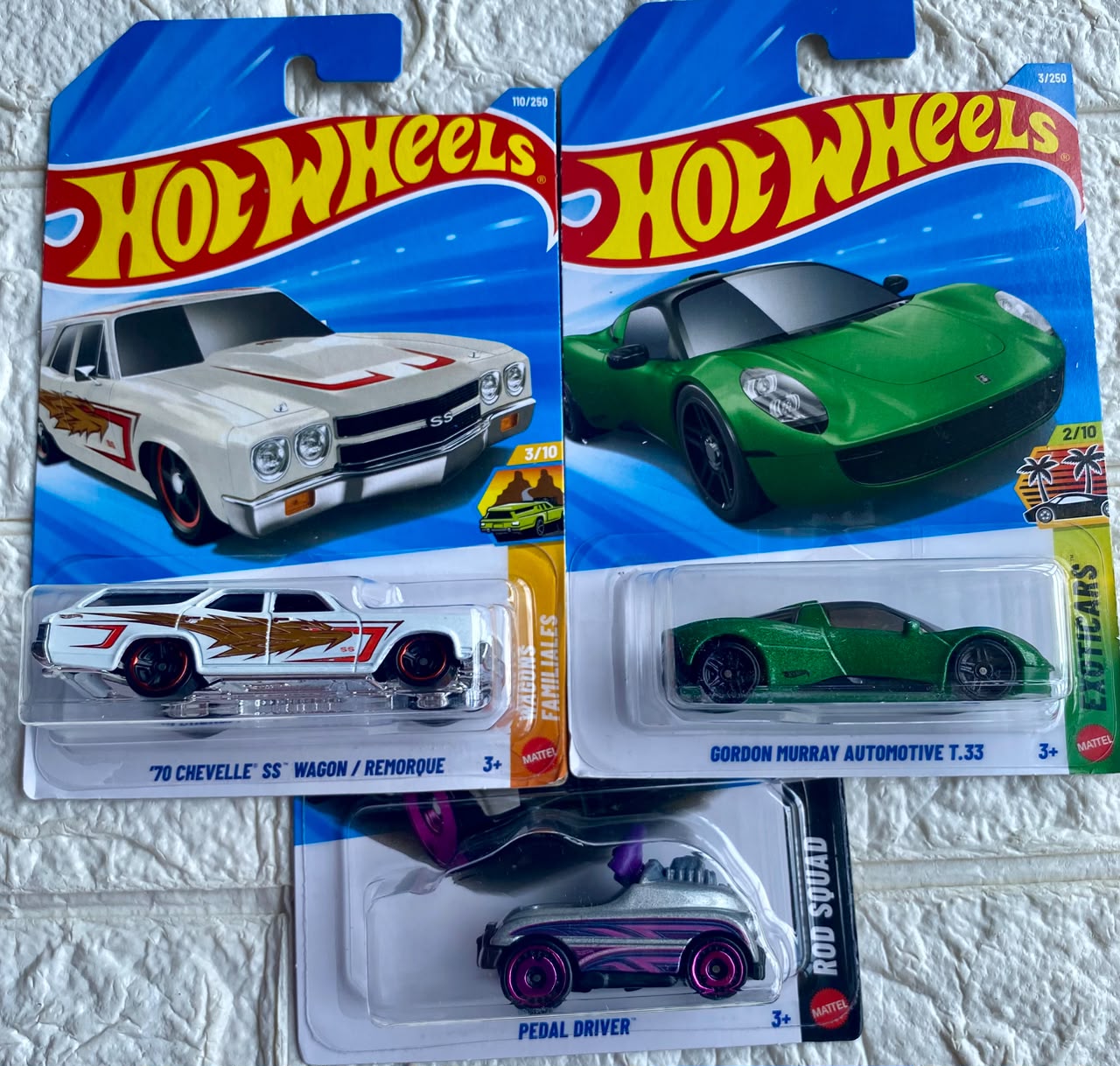 Pack of 3 - Gordon Murray Automotive T.33, '70 Chevelle SS Wagon and Pedal Driver (Imported)