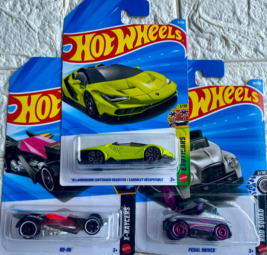 Pack of 3 - '16 Lamborghini Centenario Roadster, Pedal Driver and RD-06 (Imported)