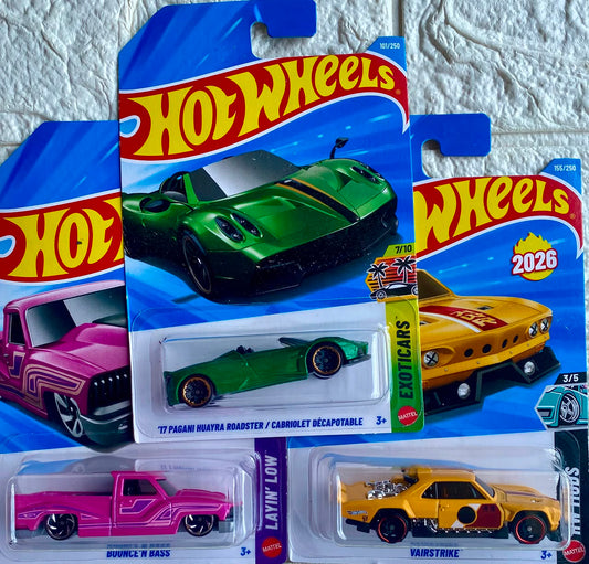 Pack of 3 - '77 Pagani Huayra Roadster, Vairstrike and Bounce 'N Bass (Imported)