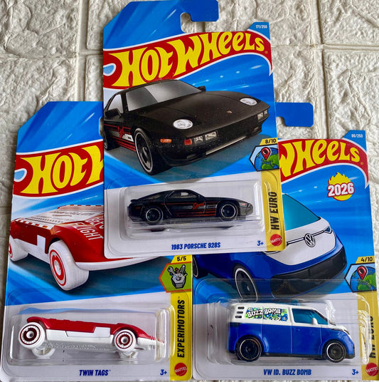 PACK OF 3 - 1983 PORSCHE 928S, TWIN TAGS™ and VW ID. BUZZ BOMB
