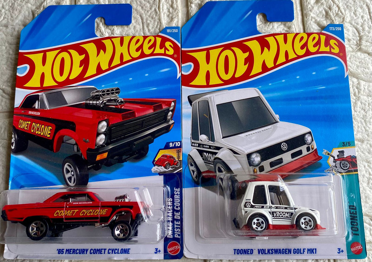 PACK OF 2 - '65 MERCURY COMET CYCLONE and TOONED™ VOLKSWAGEN GOLF MK1